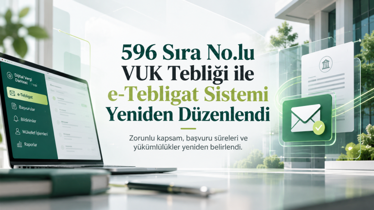 3 596 Sıra No.lu VUK Tebliği ile e-Tebligat Sisteminin Kapsamı Yeniden Düzenlendi 596 Sıra No.lu VUK Tebliği ile elektronik tebligat sistemi yeniden düzenlendi